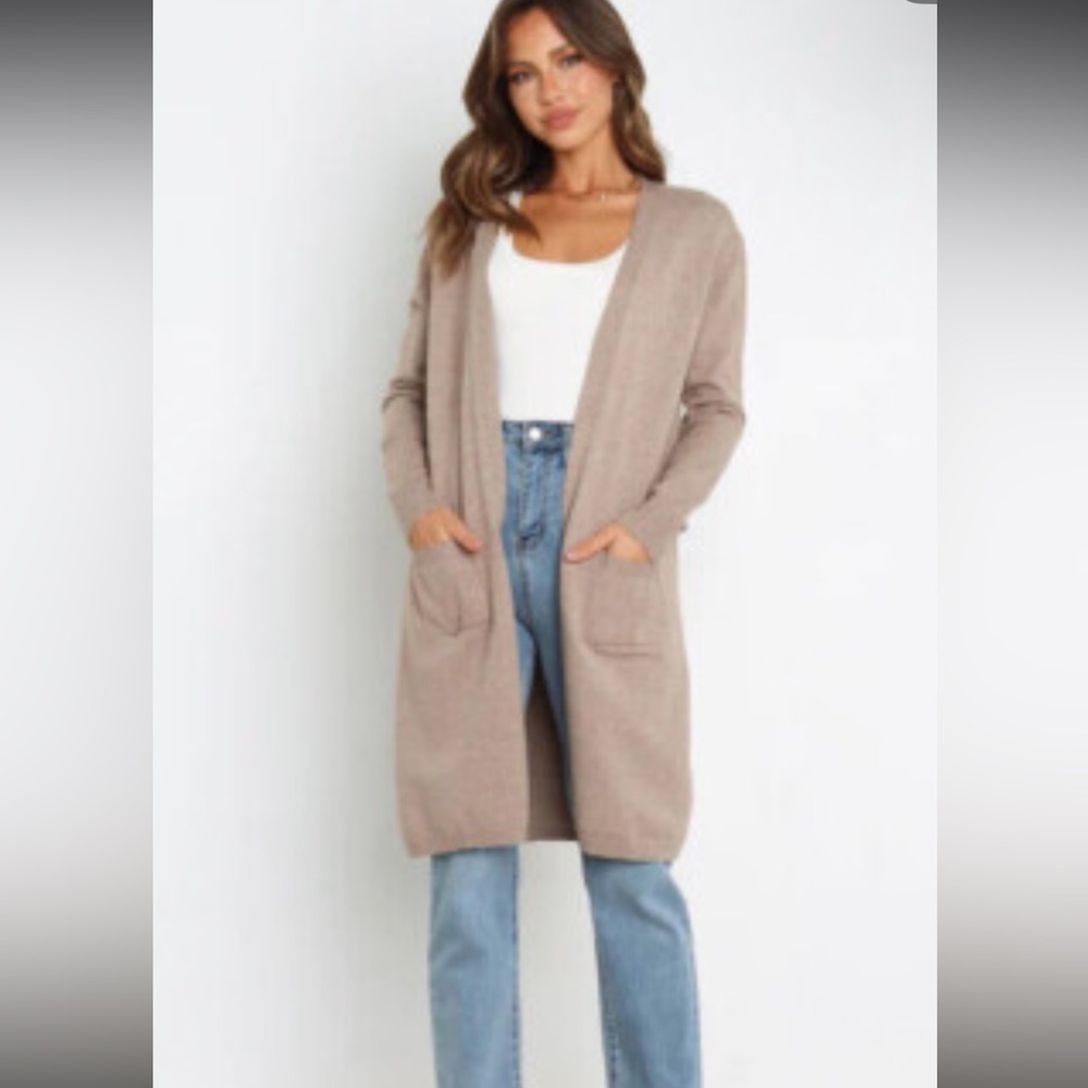 Halogen Cashmere wool Soft brown Open Cardigan Sz XS